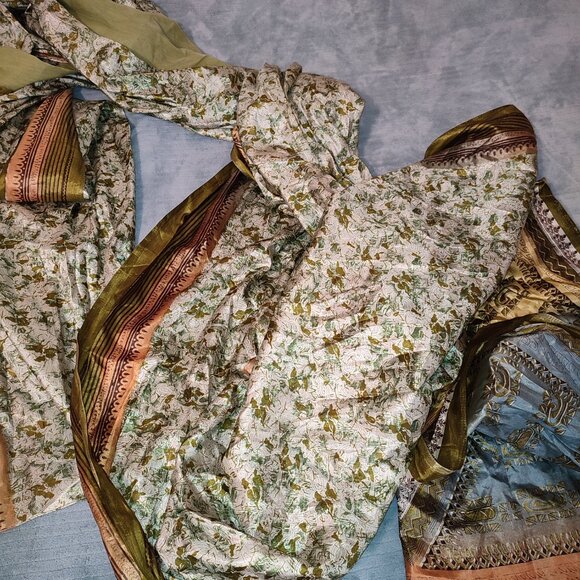 Silk Saree Sari Long Traditional 16 Feet Long Wrap Ethnic India Outfit Vintage - Picture 4 of 7